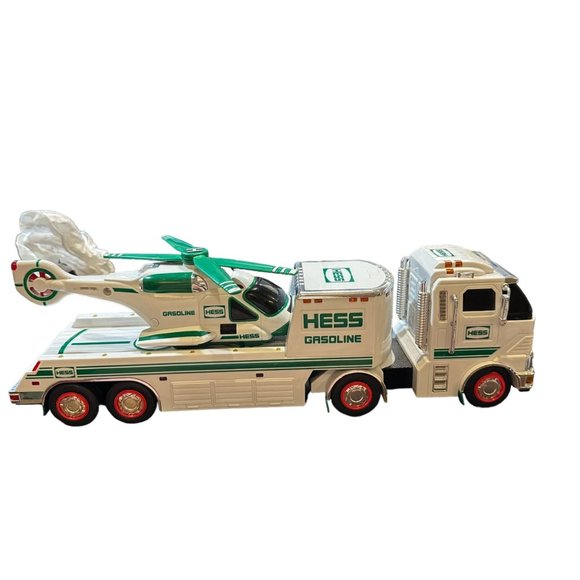Hess Toy Truck Hauler and Helicopter 2006 Vehicle Lights Sounds White Green - Picture 4 of 13